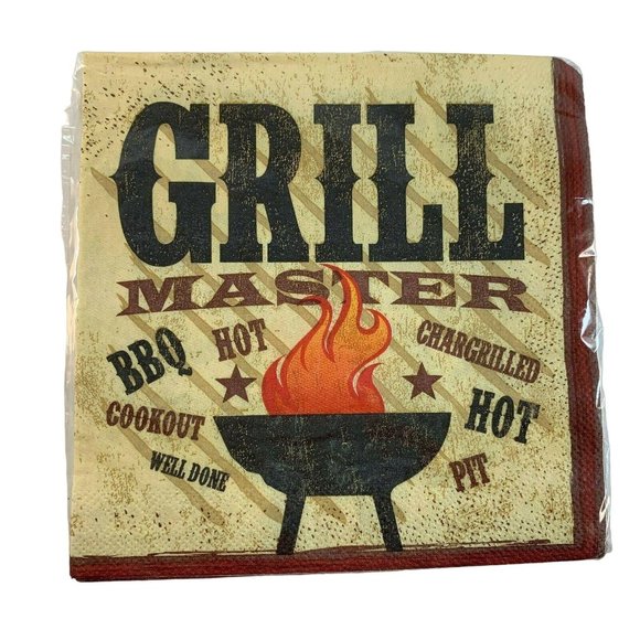 Grill Master BBQ Luncheon Paper Napkins 6 3/8 Inch 2 Ply Lot of Four 18 Ct Pkgs - Picture 7 of 8